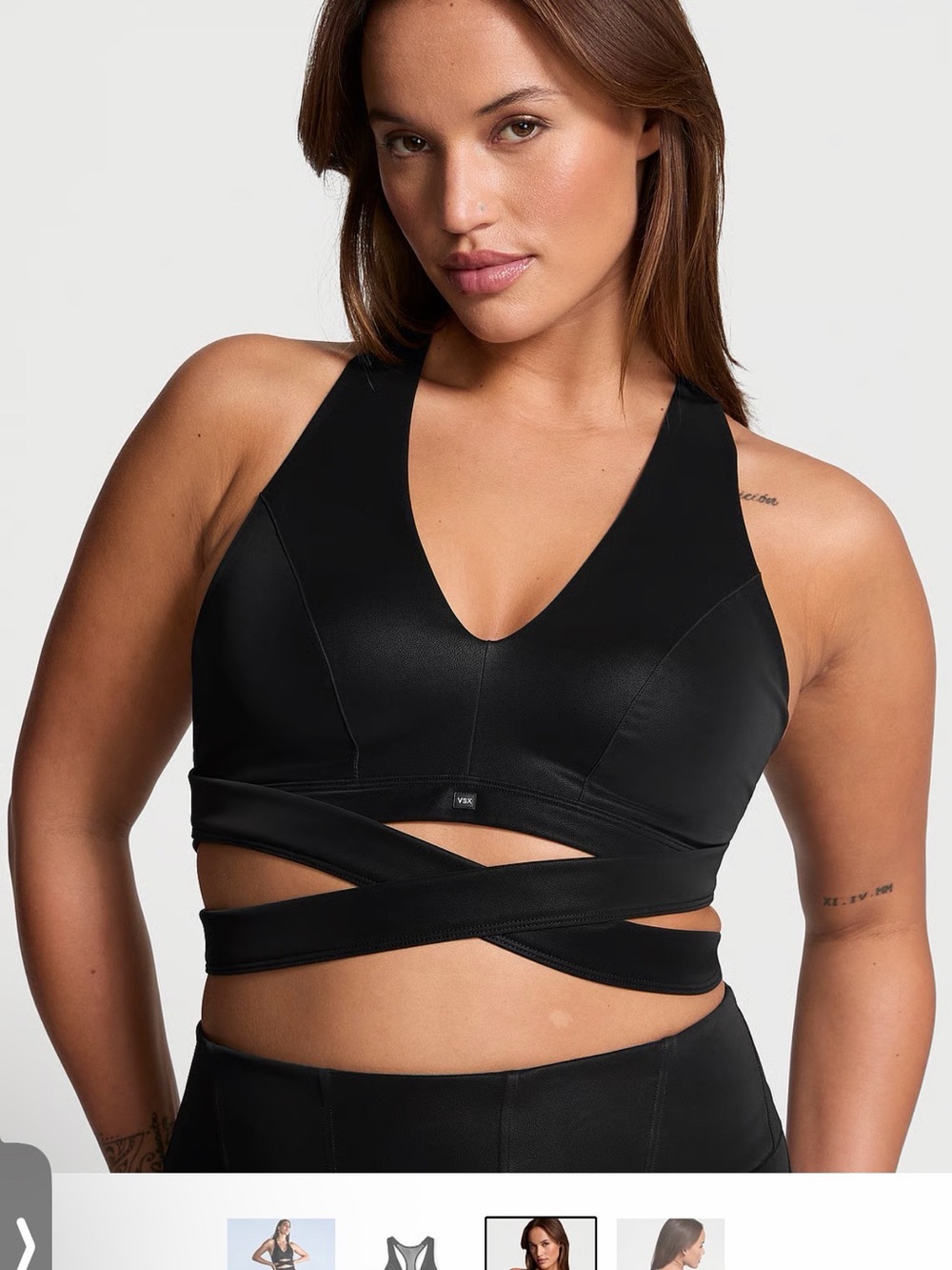 Victoria’s Secret VSX Black Racerback Sports Bra Top M NWT Wrap Tie Activewear